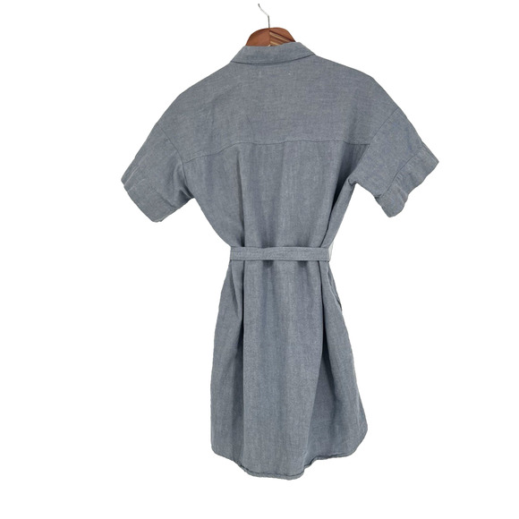 Abercrombie & Fitch Short Sleeve Chambray Shirt Dress w/ Belt & Pockets sz Small - Picture 3 of 9
